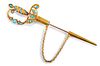 Antique Gold Turquoise Sword Pin
