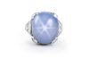 Art Deco Platinum and Diamond Star Sapphire Ring