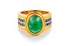 Cabochon Emerald Sapphire Ring
