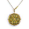 Plique-a-Jour Pearl Diamond Pendant Necklace