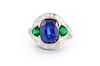 Fasano Platinum Sapphire, Emerald, and Diamond Ring