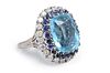 Large Aquamarine Diamond Sapphire Ring