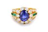 Gold Sapphire Emerald Diamond Ring