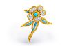 Cartier Diamond and Turquoise Flower Brooch