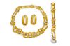 Orlandini Diamond Textured Gold Necklace Bracelet Earrings Set