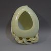 ANTIQUE CHINESE HETIAN CELADON JADE CARVED BRUSH WASHER 19TH CENTURY