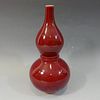 ANTIQUE CHINESE RED GLAZE DOUBLE GOURD PORCELAIN VASE - REPUBLIC PERIOD