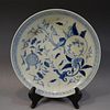 ANTIQUE CHINESE BLUE WHITE PORCELAIN PLATE - CHENGHUA MARK 19TH CENTURY