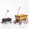 Two Painted Tin Toy Wagons