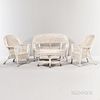 Group of White-painted Wicker Furniture