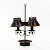Black-painted Tin Adjustable Double Candle Lamp