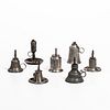Seven Small Pewter Chamber Lamps