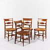 Set of Four Tiger Maple Side Chairs