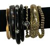 Collection 7 Women's Black Gold Toned Bangle Bracelets