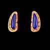 Attributed to Lee Yazzie, Pair of Contemporary Gold and Lapis Earrings
