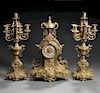 Three-piece Japy Freres Bronze Clock Garniture