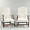 Near Pair of Chippendale-style Mahogany Lolling Chairs