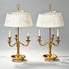 Pair of Louis XVI-style Gilt-bronze Bouillotte Lamps