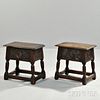 Two Carved Oak Box Joint Stools