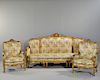 Louis XV-style Three-piece Giltwood Seating Suite