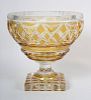 Bohemian amber cut-to-clear glass centerbowl