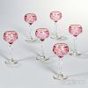 Set of Six Etched Glass Wineglasses