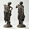 Pair of Bronze Classical Figures with Lyres