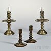 Two Pairs of Colonial Dutch Brass Candlesticks