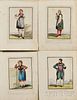 Bartolomeo Pinelli (Italian, 1781-1835)      Four Costume Studies from Swiss Cantons:  Schaffhausen (2), Lucerna