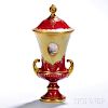 Jeweled Coalport Porcelain Ruby Red Ground Vase and Cover