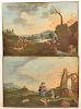 Two 19th Cent. Sheep Herder Paintings on Tin.