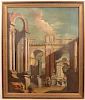 Oil on Canvas Painting Depicting Roman Ruins.