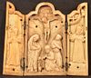 Continental 18th/19th C. Ivory Carved Triptych.