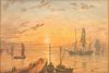 C.A. Sodder 1870 Seascape Watercolor Painting.