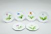 Group of Six Coquet Hand-Painted Floral-Decorated Plates