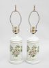 Pair of Pottery "Apothecary" Jar Lamps with Dogwood Branches