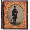 Sixth Plate Tintype of Infantryman Sergeant with Musket and Bayonet 