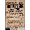 Civil War, New Jersey Recruitment Broadside, Artillery, Infantry, & Cavalry Volunteers Wanted 