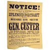 Civil War Broadside Advertising a Splendid Portrait...of Gen. Custer in the Western Rural, 1865 