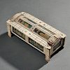 Carved Bone and Watercolor Slide-lid Prisoner-of-war-made Game Box
