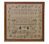 An American Needlework Sampler 16 3/4 x 17 1/2 inches