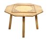 An Octagonal Monterey Wood Low Table Height 18 x diameter 28 inches