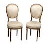 A Pair of Louis XVI Style Painted Side Chairs Height 36 inches