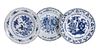 Five Blue and White Decorative Stoneware Platters Diameter 15 1/2 inches (largest)