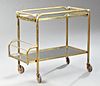 French Modern Brass and Glass Dessert Cart, early