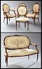 Five Piece French Louis XVI Style Carved Beech Sal