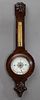 French Carved Walnut Faux Bois Barometer, 19th c.,