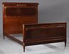 Louis XVI Style Mahogany and Burl Wood Double Bed,