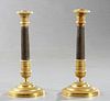 Pair of Gilt and Patinated Brass Empire Style Cand