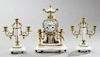 French Three Piece White Marble and Gilt Brass Fig